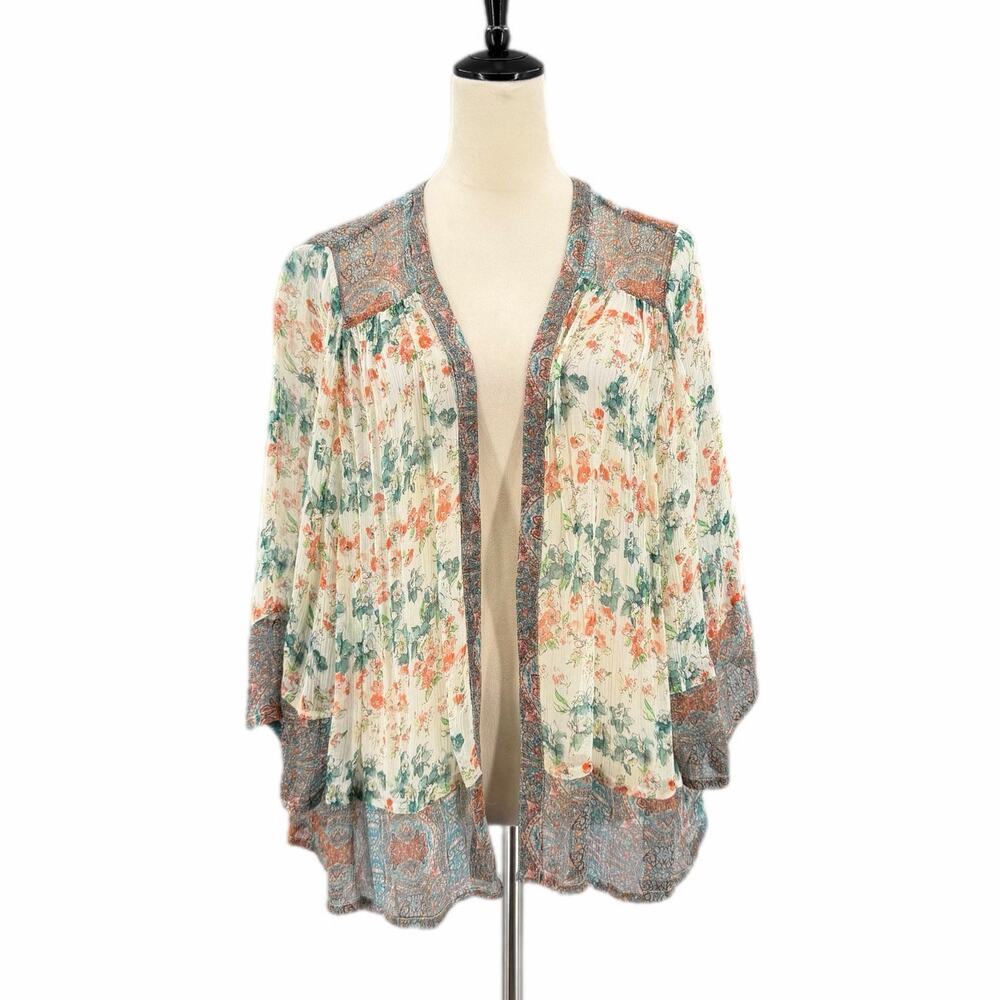 Sundance Kimono Top Layering Sheer Floral Sheer Flowy Boho Festival Cardigan
